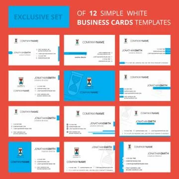Set of 12 DNA  Creative Busienss Card Template. Editable Creative logo and Vi イラスト素材