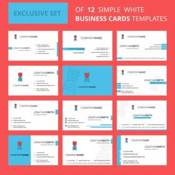 Set of 12 DNA Creative Busienss Card Template. Editable Creative logo and Vis Stock-Illustration