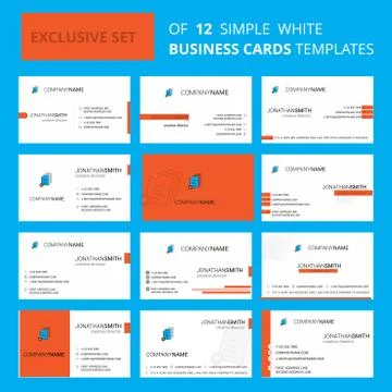 Set of 12 Document setting Creative Busienss Card Template. Editable Creative Stock Illustration