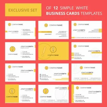 Set of 12 Error Creative Busienss Card Template. Editable Creative logo and V Stock Illustration