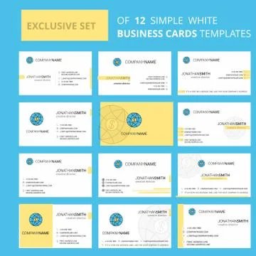 Set of 12 Globe Creative Busienss Card Template. Editable Creative logo and V Stock Illustration