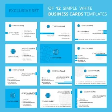 Set of 12 Globe  Creative Busienss Card Template. Editable Creative logo and  Stock Illustration