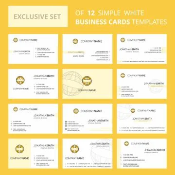 Set of 12 Globe  Creative Busienss Card Template. Editable Creative logo and  Stock Illustration