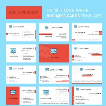 Set of 12 Graph chart  Creative Busienss Card Template. Editable Creative log Illustrazione stock