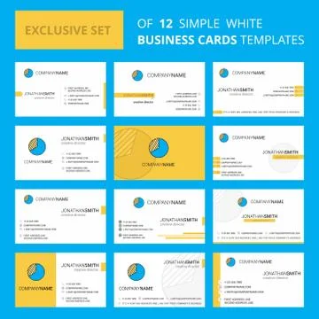 Set of 12 Graph Creative Busienss Card Template. Editable Creative logo and V Stock Illustration