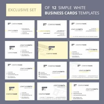 Set of 12 Gun Creative Busienss Card Template. Editable Creative logo and Vis Stock Illustration