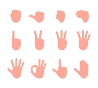 Set of 12 hand gestures Stock Illustration