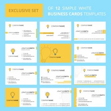 Set of 12 Idea  Creative Busienss Card Template. Editable Creative logo and V Stock Illustration