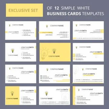 Set of 12 Idea Creative Busienss Card Template. Editable Creative logo and Vi Stockillustratie