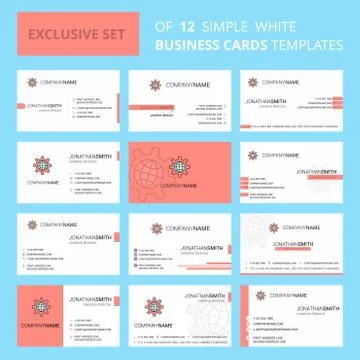 Set of 12 Internet setting Creative Busienss Card Template. Editable Creative Stock Illustration
