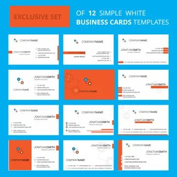 Set of 12 Internet setting Creative Busienss Card Template. Editable Creative Stock Illustration