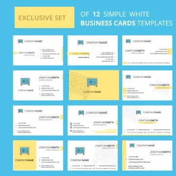 Set of 12 Locker Creative Busienss Card Template. Editable Creative logo and  Illustrazione stock