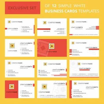 Set of 12 Locker Creative Busienss Card Template. Editable Creative logo and  Illustrazione stock