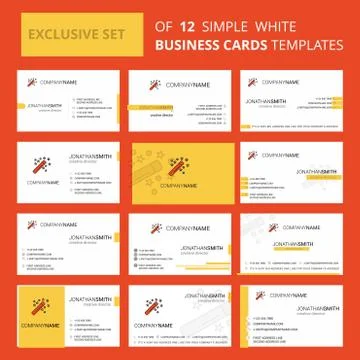 Set of 12 Magic stick Creative Busienss Card Template. Editable Creative logo 스톡 일러스트
