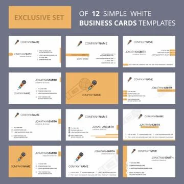 Set of 12 Microphone Creative Busienss Card Template. Editable Creative logo  Illustrazione stock