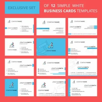 Set of 12 Microscope Creative Busienss Card Template. Editable Creative logo  Stock Illustration