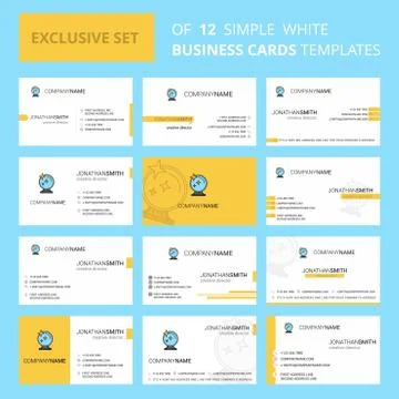Set of 12 Mirror  Creative Busienss Card Template. Editable Creative logo and Stock Illustration