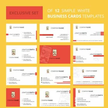 Set of 12 Mobile setting  Creative Busienss Card Template. Editable Creative  イラスト素材