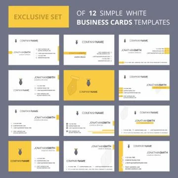 Set of 12 Pen Creative Busienss Card Template. Editable Creative logo and Vis Illustrazione stock