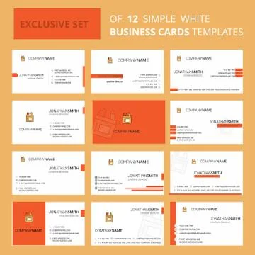 Set of 12 Pencil box Creative Busienss Card Template. Editable Creative logo  Illustrazione stock