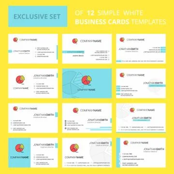 Set of 12 Pie chart Creative Busienss Card Template. Editable Creative logo a Illustrazione stock