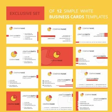 Set of 12 Pie chart  Creative Busienss Card Template. Editable Creative logo  Illustrazione stock