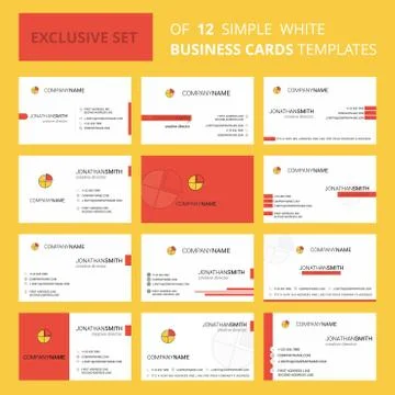 Set of 12 Pie chart Creative Busienss Card Template. Editable Creative logo a Illustrazione stock