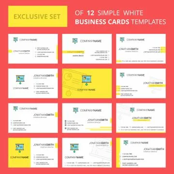 Set of 12 Presentation chart Creative Busienss Card Template. Editable Creati Stock Illustration
