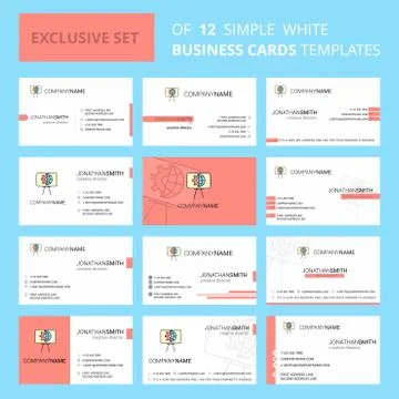 Set of 12 Presentation  Creative Busienss Card Template. Editable Creative lo Stock Illustration