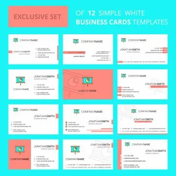 Set of 12 Presentation Creative Busienss Card Template. Editable Creative log Stock Illustration