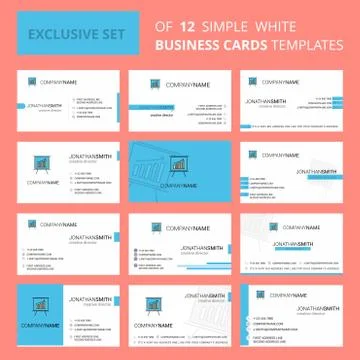 Set of 12 Presentation Creative Busienss Card Template. Editable Creative log Stock Illustration