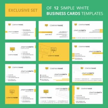 Set of 12 Presentation  Creative Busienss Card Template. Editable Creative lo Stock Illustration