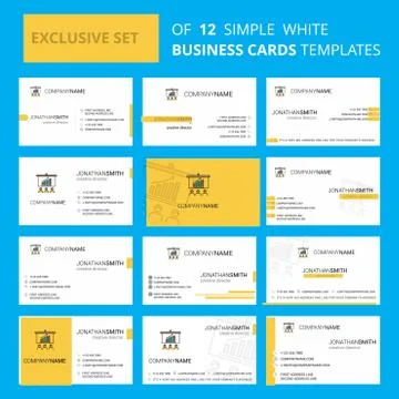 Set of 12 Presentation Creative Busienss Card Template. Editable Creative log Stock Illustration
