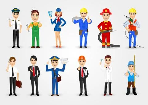 Set of 12 professions 스톡 일러스트