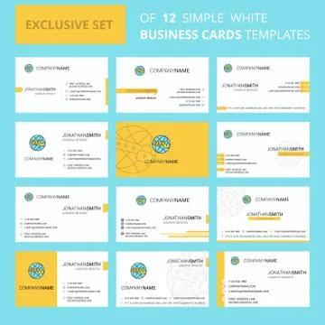 Set of 12 Protected internet Creative Busienss Card Template. Editable Creati イラスト素材