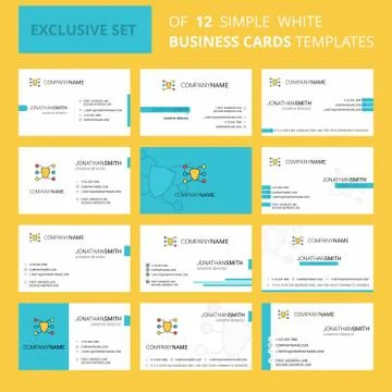 Set of 12 protected network Creative Busienss Card Template. Editable Creativ Stock-Illustration