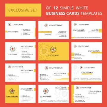 Set of 12 Protected processor Creative Busienss Card Template. Editable Creat Illustrazione stock