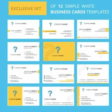 Set of 12 Question mark  Creative Busienss Card Template. Editable Creative l Stock Illustration