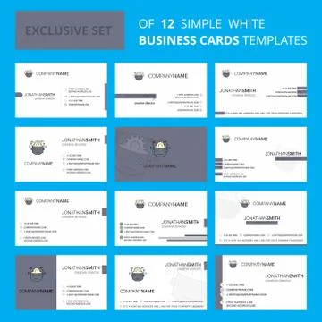 Set of 12 Robot Creative Busienss Card Template. Editable Creative logo and V Illustrazione stock