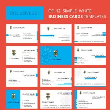 Set of 12 Robots Creative Busienss Card Template. Editable Creative logo and  Illustrazione stock
