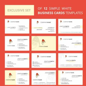 Set of 12 Santa clause Creative Busienss Card Template. Editable Creative log Stock Illustration