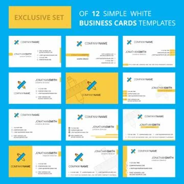 Set of 12 Scale and pen  Creative Busienss Card Template. Editable Creative l Stock Illustration