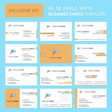 Set of 12 Search on cloud  Creative Busienss Card Template. Editable Creative 스톡 일러스트