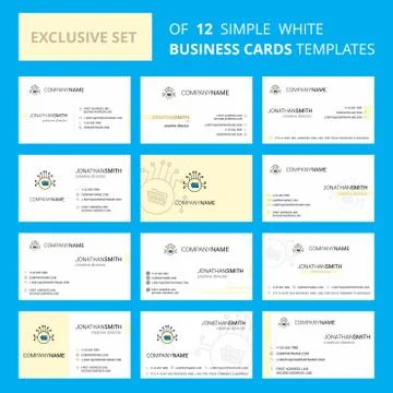 Set of 12 Shared folder  Creative Busienss Card Template. Editable Creative l Stock Illustration