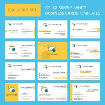 Set of 12 Shared folder  Creative Busienss Card Template. Editable Creative l Stock Illustration