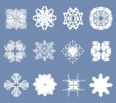 Set of 12 snowflakes Stock Illustration