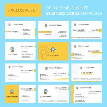 Set of 12 Target  Creative Busienss Card Template. Editable Creative logo and Stock Illustration