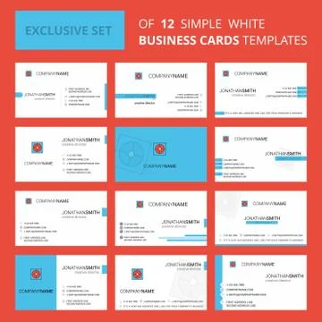 Set of 12 Target Creative Busienss Card Template. Editable Creative logo and  Stock Illustration