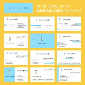 Set of 12 Test tube Creative Busienss Card Template. Editable Creative logo a Stock Illustration