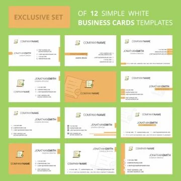 Set of 12 Text document Creative Busienss Card Template. Editable Creative lo Stock Illustration
